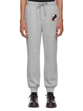 Burberry Gray Logo Patch Drawstring Joggers